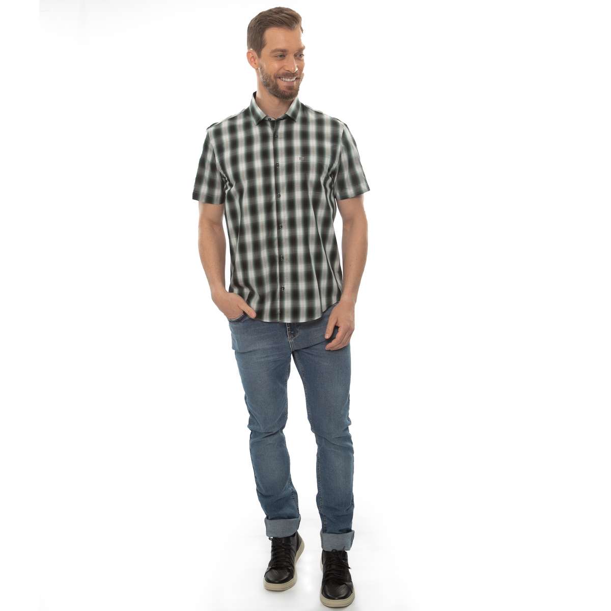 Cam.m/C Fio 50 Xadrez C/Bolso
