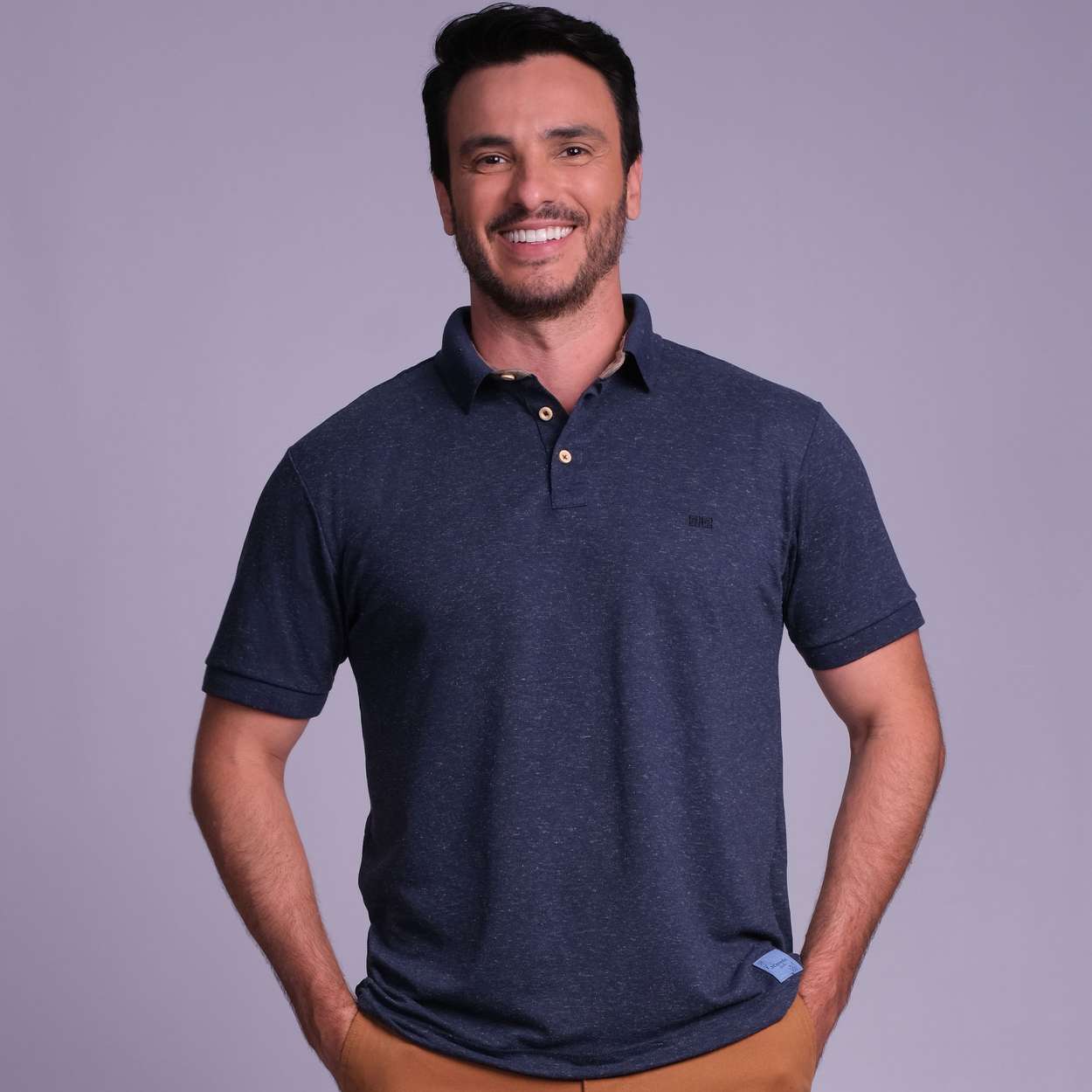 Polo M/C Linho Misto Lisa