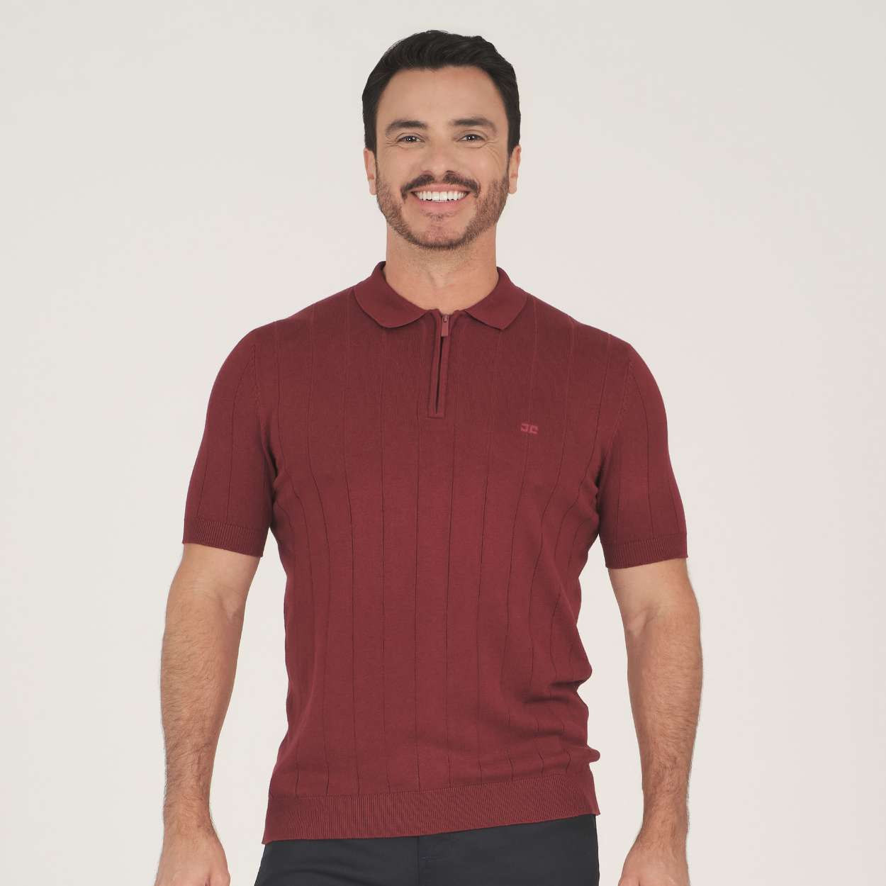 Polo M/C Tricot Risca C/Ziper