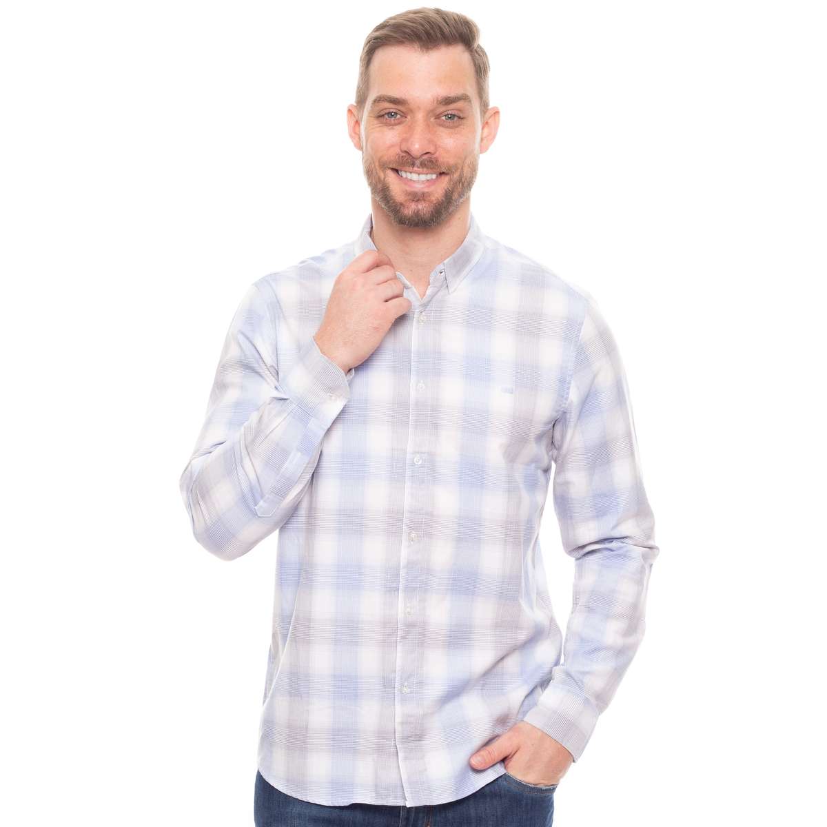 Cam.m/L Slim Algodao Xadrez