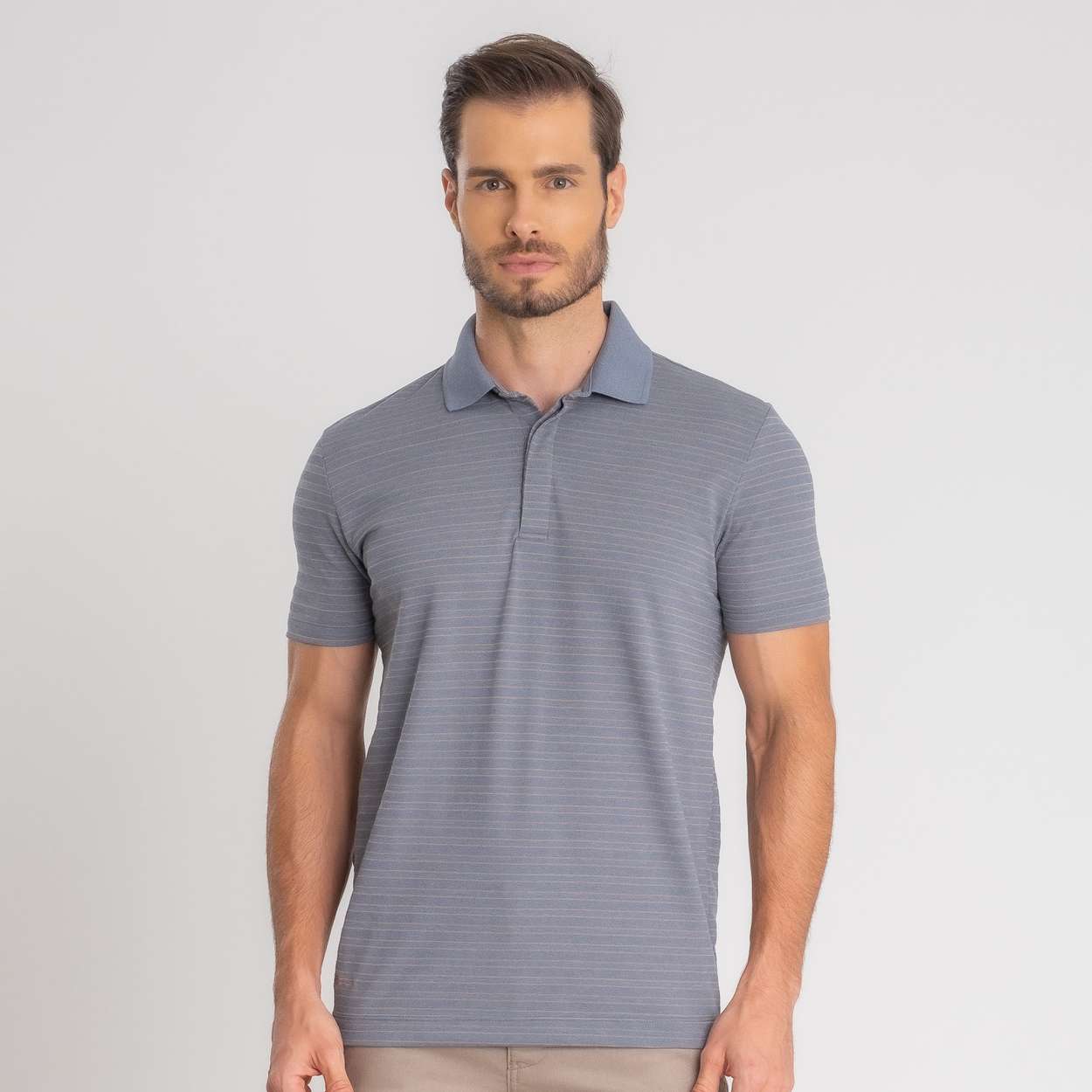 Polo M/C Slim Jacquard C/Listras